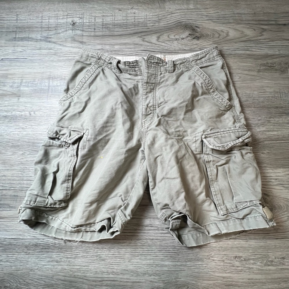 Urban Up‎ Cargo Shorts Mens 34 Khaki Tan Cotton Canvas Button Fly Multi Pocket